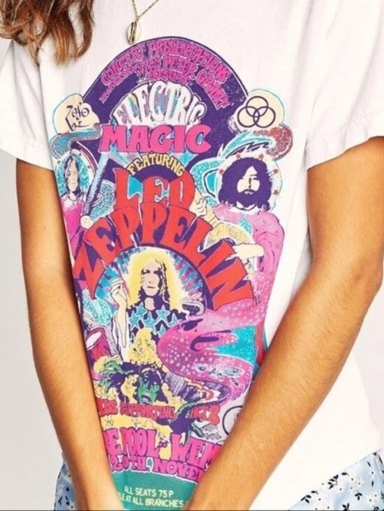 Daydreamer Tops - Free People X Daydreamer Led Zeppelin Electric Magic Weekend Tee Sz S White